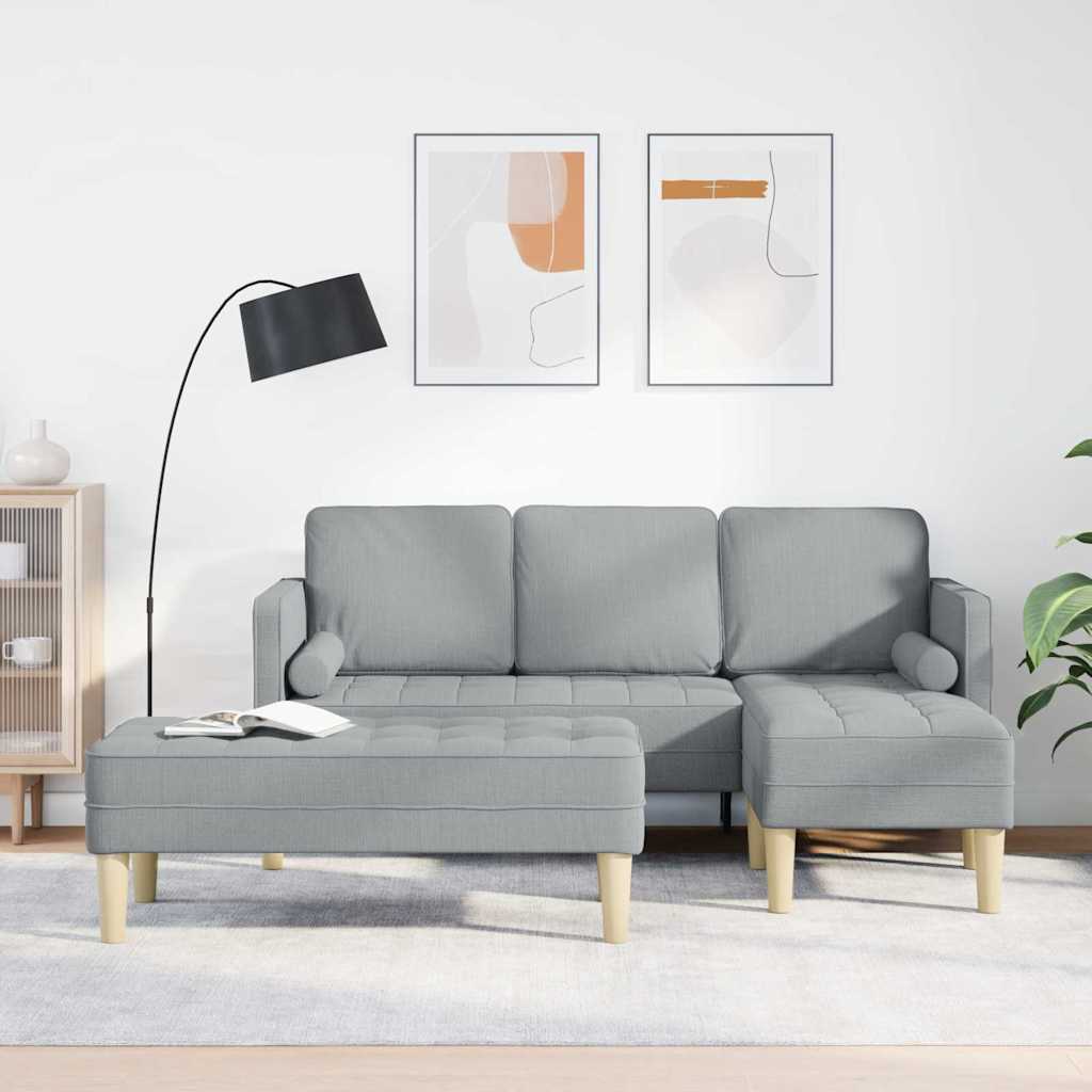 Sofa Sæt 2 pcs Lysegrå 173 x 131 x 67 cm Stof