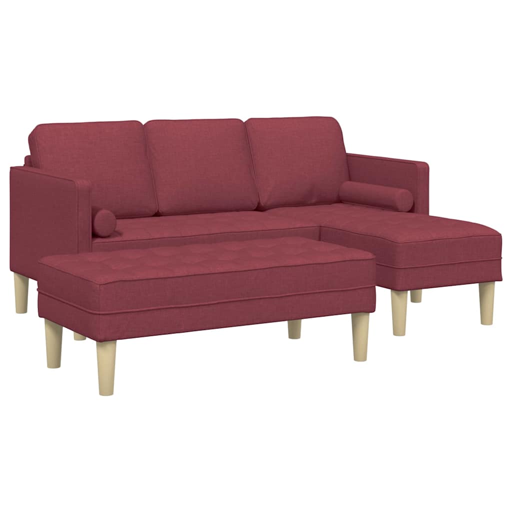 Sofa Sæt 2 pcs Vinrød 173 x 131 x 67 cm Stof