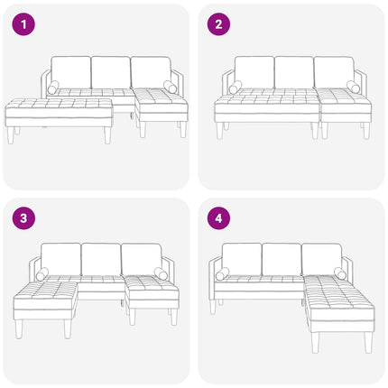 Sofa Sæt 2 stk. Blå Polyester