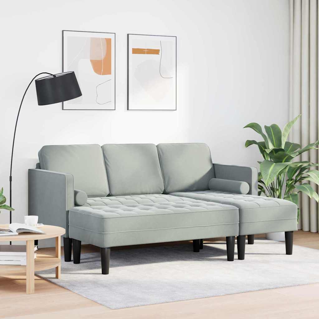 Sofa Sæt 2 pcs Lysegrå 173 x 131 x 67 cm Fløjl
