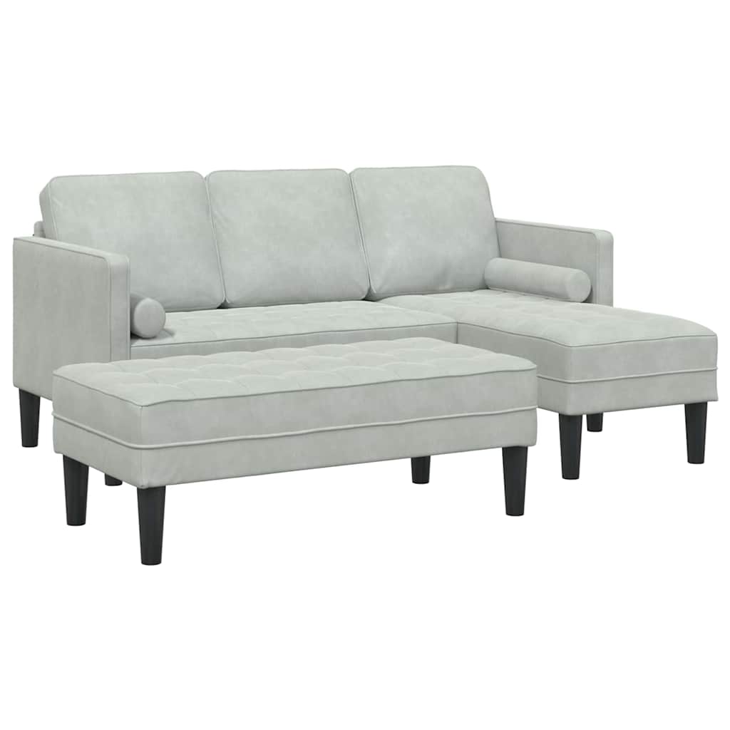 Sofa Sæt 2 pcs Lysegrå 173 x 131 x 67 cm Fløjl