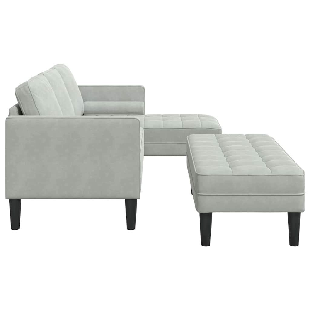 Sofa Sæt 2 pcs Lysegrå 173 x 131 x 67 cm Fløjl
