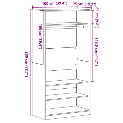 Garderobeskab Sort eg 100 x 50 x 200 cm Konstrueret træ