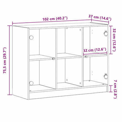 Sideboard Sort eg 100 x 37 x 75,5 cm