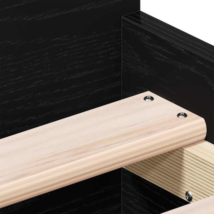 Sengestel med skuffe Sort eg 193 x 78 x 50 cm Konstrueret træ