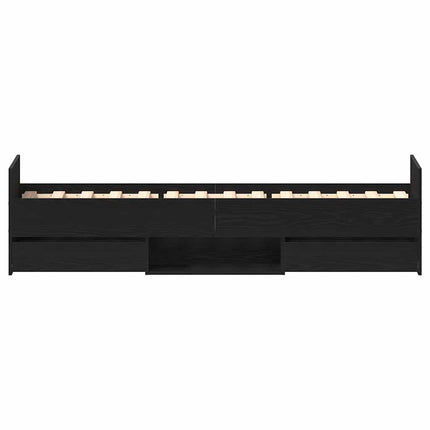 Sengestel med skuffe Sort eg 193 x 78 x 50 cm Konstrueret træ