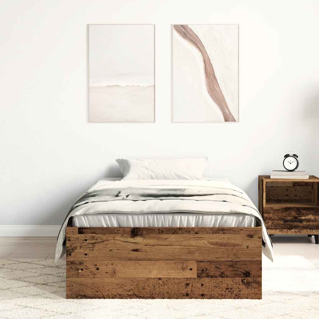 sengeramme uden madras 75x190 cm konstrueret træ antikt træ