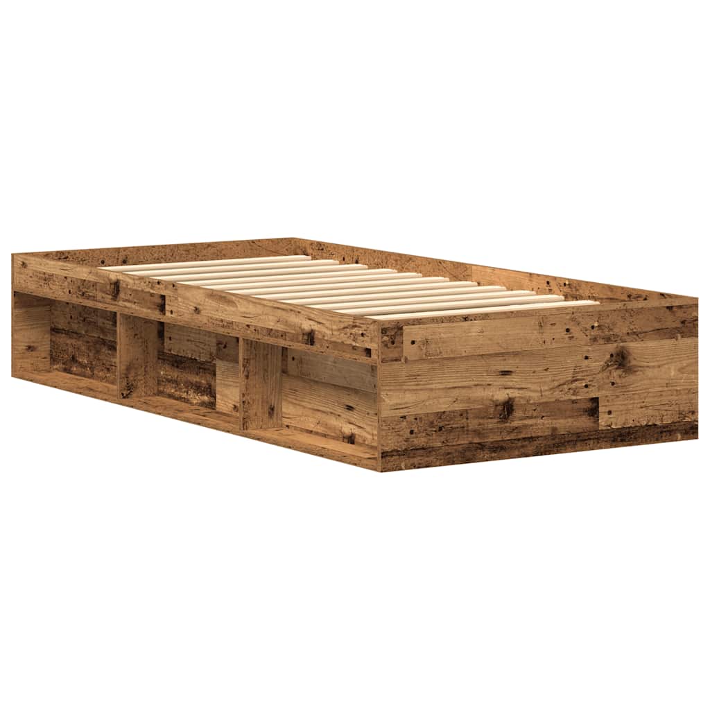 sengeramme uden madras 75x190 cm konstrueret træ antikt træ