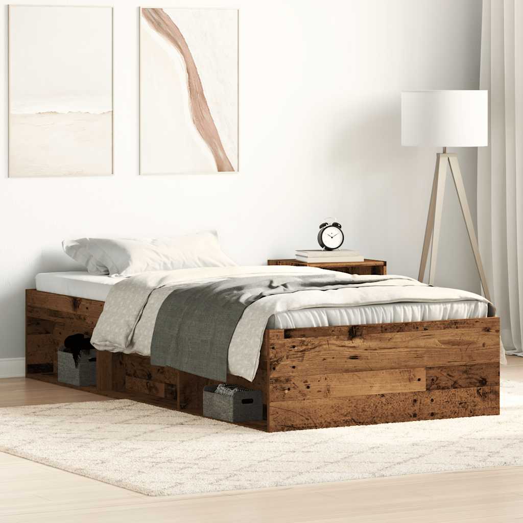 sengeramme uden madras 75x190 cm konstrueret træ antikt træ