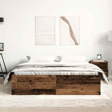 sengestel uden madras 150x200cm konstrueret træ antikt træ