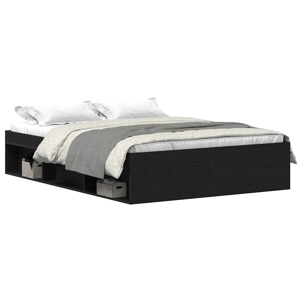 sengestel uden madras 135x190 cm konstrueret træ sort eg