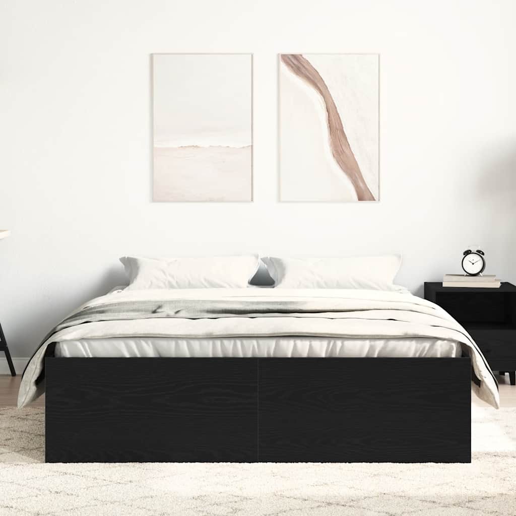 sengestel uden madras 135x190 cm konstrueret træ sort eg