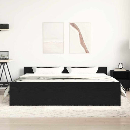 sengestel uden madras sort egetræ 180x200 cm konstrueret træ