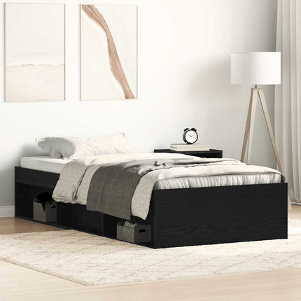 sengeramme 90x190 cm uden madras konstrueret træ sort eg