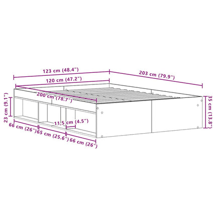sengestel uden madras 120x200 cm konstrueret træ sort eg