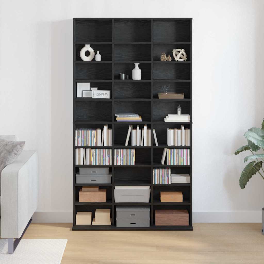 CD Skab med hylde Sort eg 101 x 23 x 177,5 cm Konstrueret træ