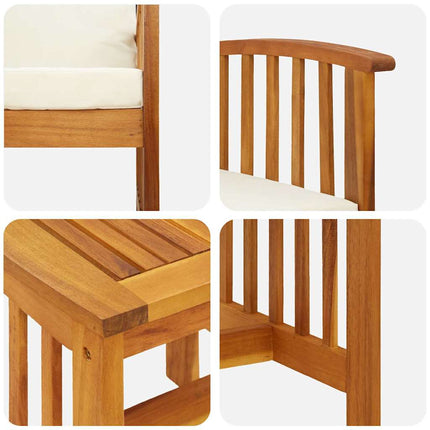 Havesofa Sæt med pude 3 pcs Olie Naturlig Massivt Akacietræ