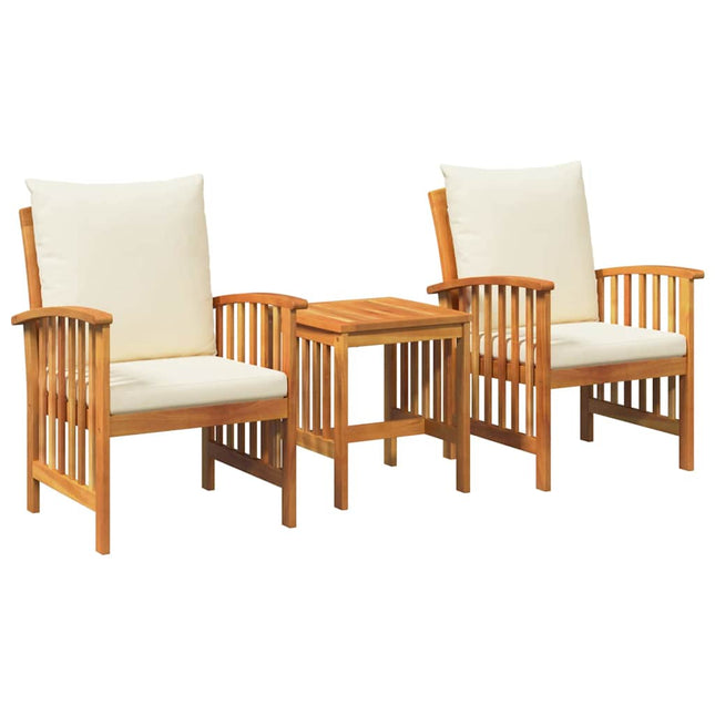 Havesofa Sæt med pude 3 pcs Olie Naturlig Massivt Akacietræ