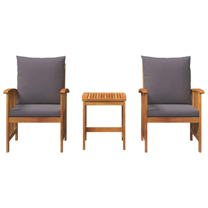 Havesofa Sæt med pude 3 pcs Olie Naturlig Massivt Akacietræ