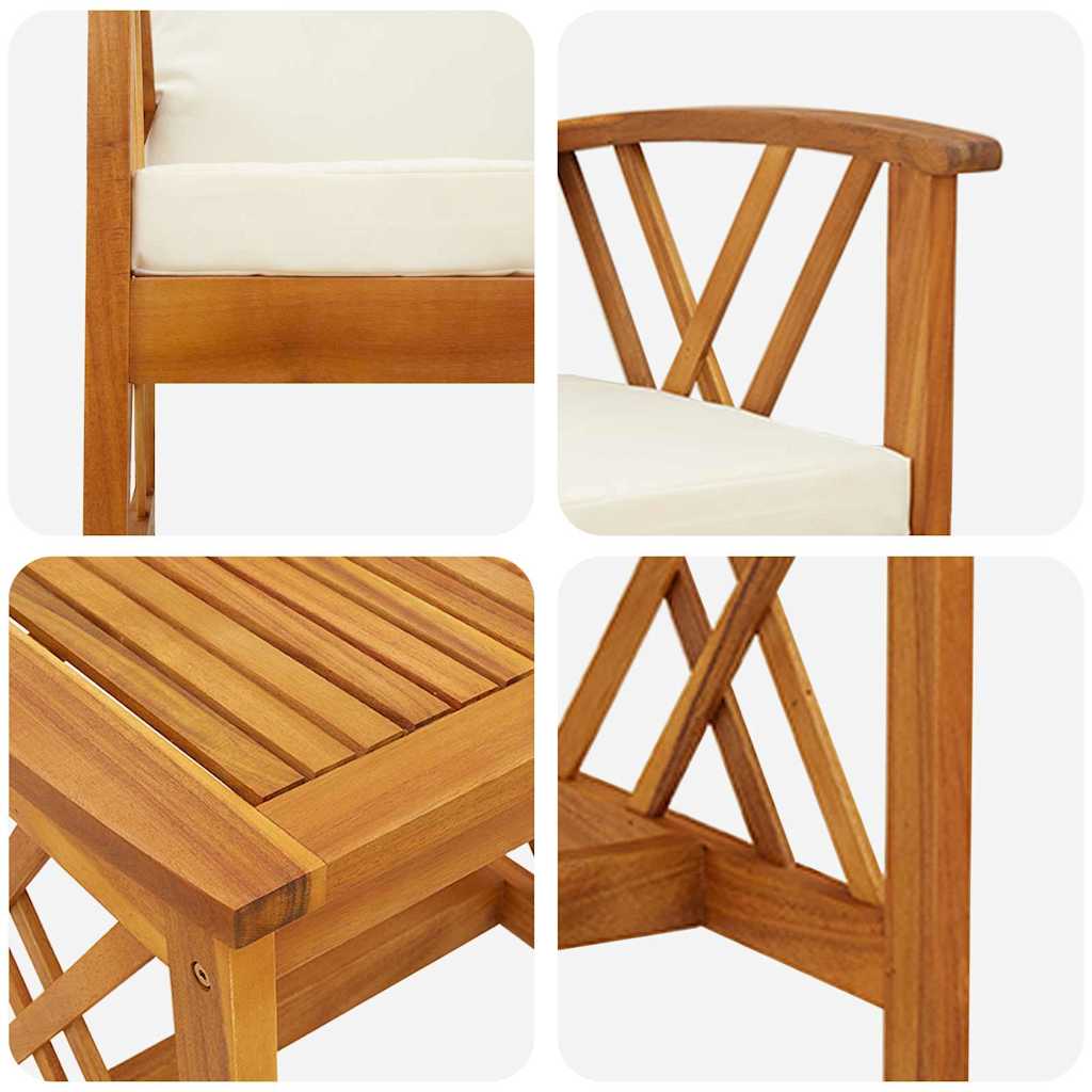 Havesofa Sæt med pude 3 pcs Olie Naturlig Massivt Akacietræ