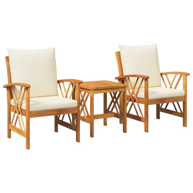 Havesofa Sæt med pude 3 pcs Olie Naturlig Massivt Akacietræ
