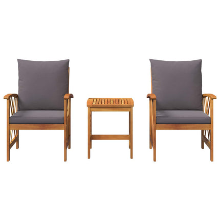 Havesofa Sæt med pude 3 pcs Olie Naturlig Massivt Akacietræ