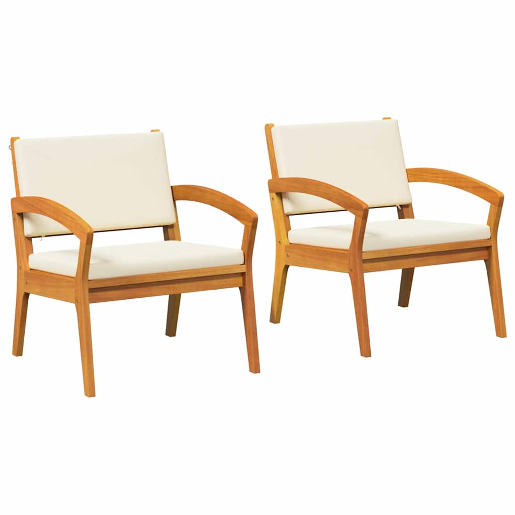 Have Stol med pude 2 pcs Olie Naturlig Massivt Akacietræ