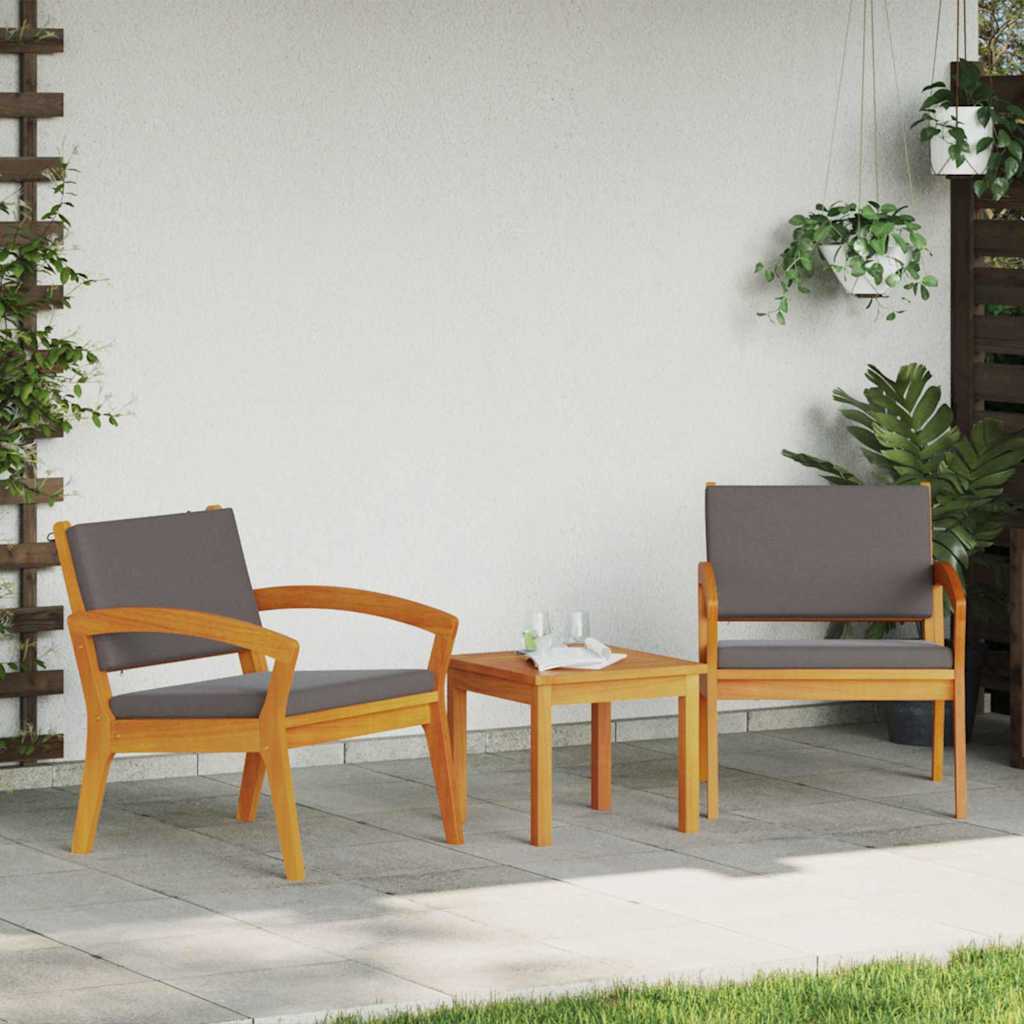 Have Stol med pude 2 pcs Olie Naturlig Massivt Akacietræ