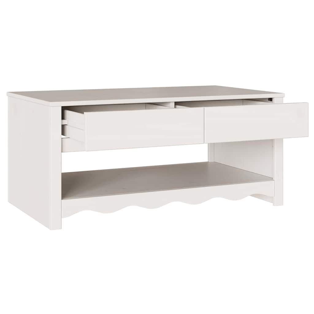 Sofabord Drammen Hvid 99 x 55 x 45 cm Massivt fyrretræ