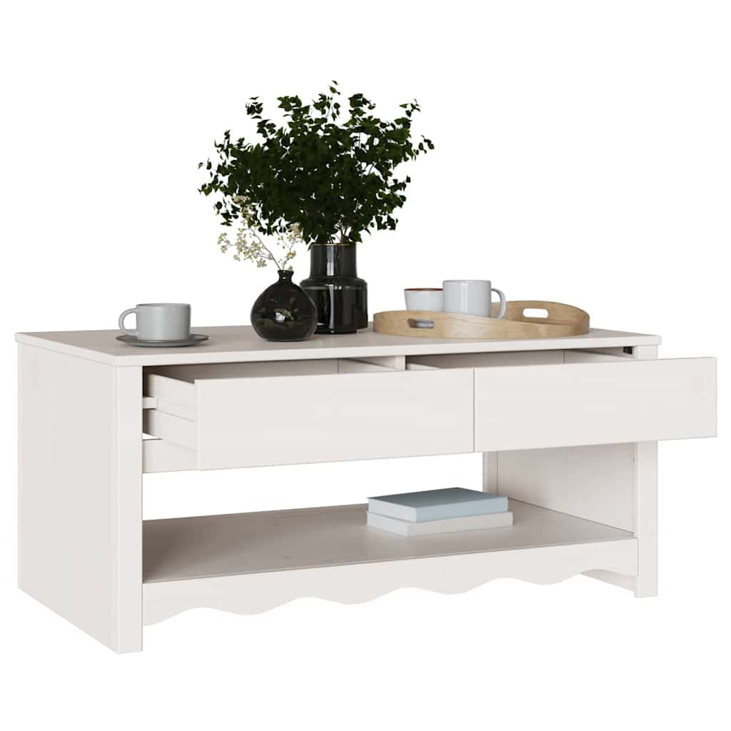 Sofabord Drammen Hvid 99 x 55 x 45 cm Massivt fyrretræ