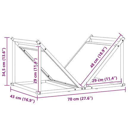 brændestativ 70x43x34,5 cm koldvalset stål sort