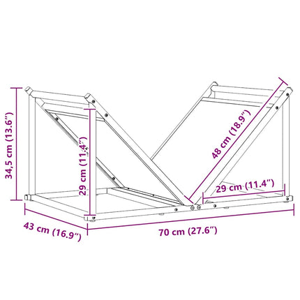 brændestativ 70x43x34,5 cm koldvalset stål hvid