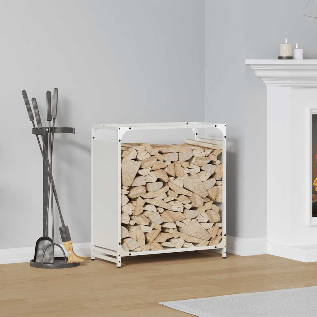Brændestativ 60×28×65 cm i koldvalset stål - hvid