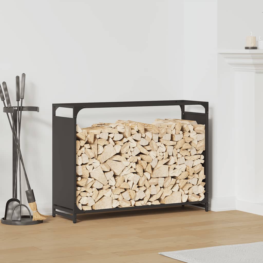 Brændestativ i koldvalset stål - 90 × 28 × 65 cm, sort