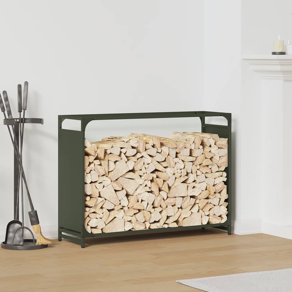 Brændestativ i koldvalset stål - 90 × 28 × 65 cm, olivengrøn