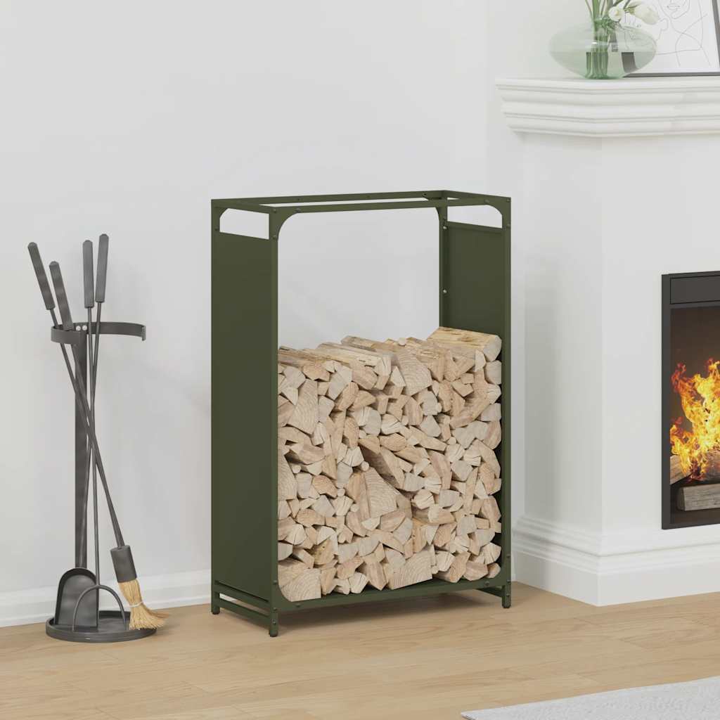 Brændestativ Koldvalset Stål - Olivengrøn / 60 x 28 x 90 cm