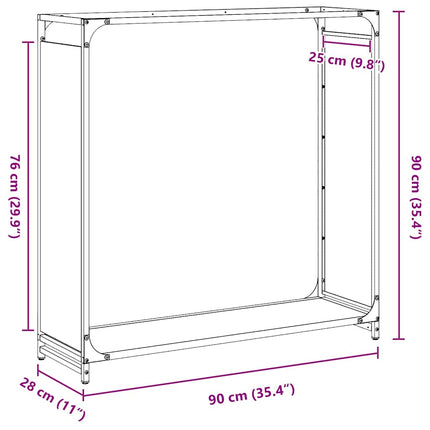 brændestativ 90x28x90 cm koldvalset stål sort
