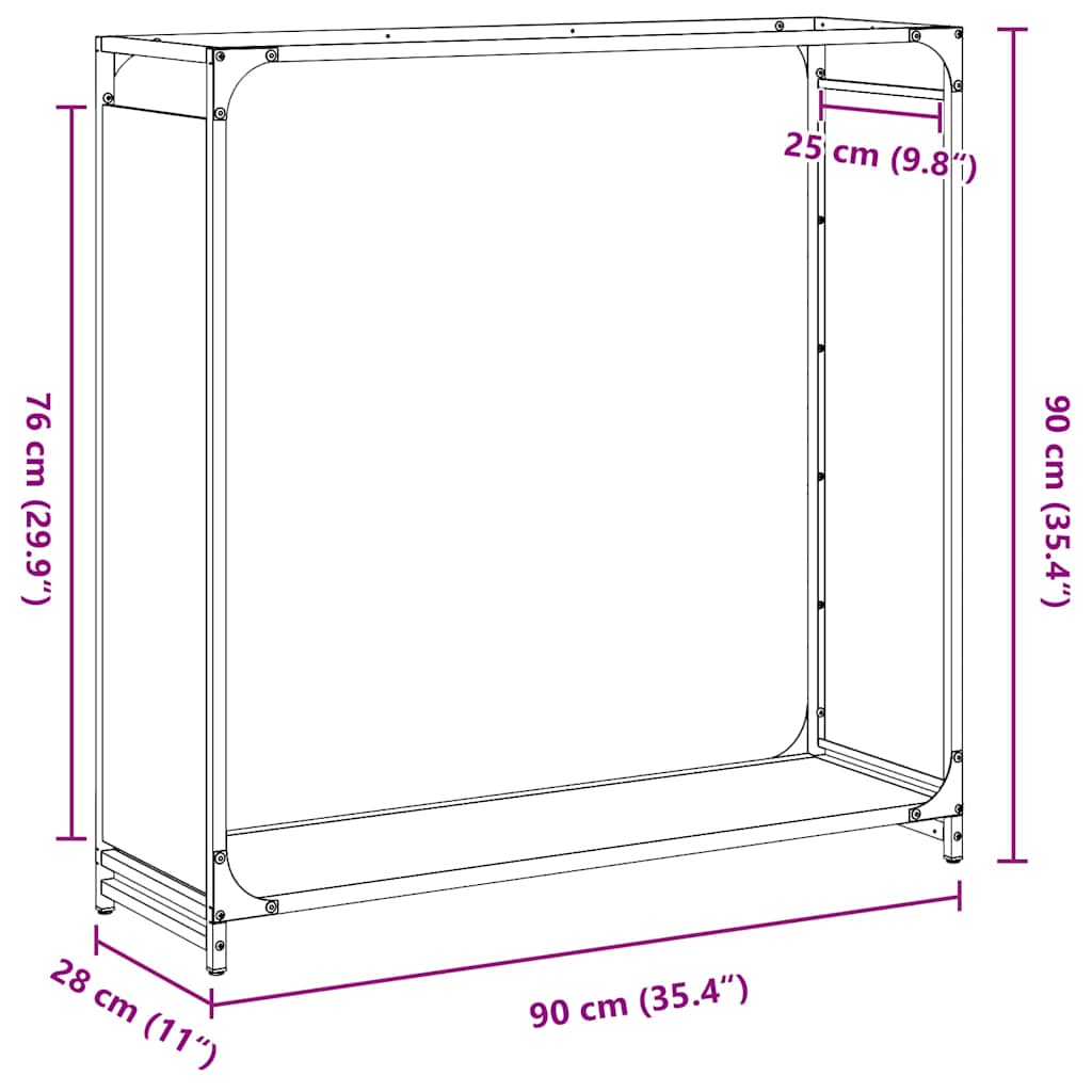 brændestativ 90x28x90 cm koldvalset stål antracitgrå
