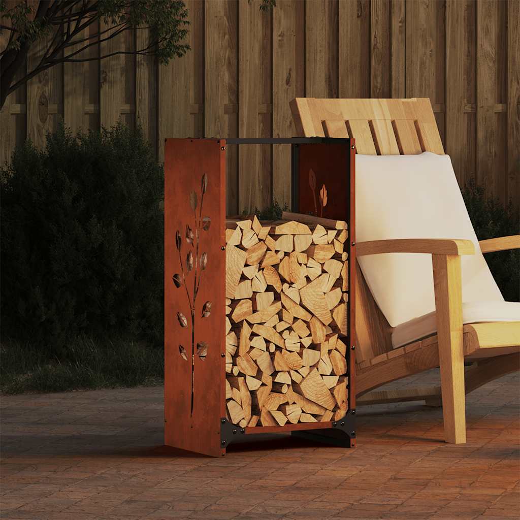 Brændestativ i cortenstål 40 × 30 × 80 cm - robust brændeopbevaring