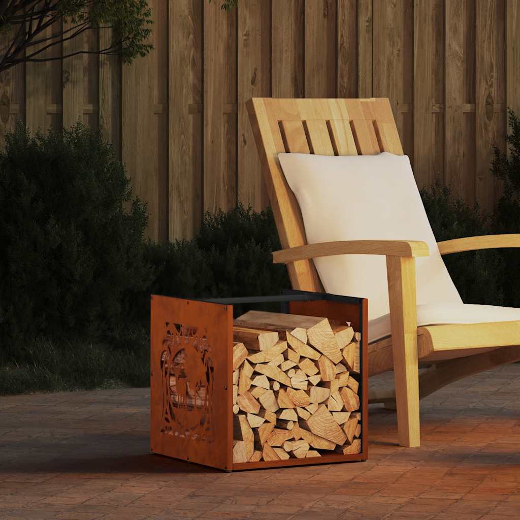 Brændestativ 40 × 40 × 40 cm i cortenstål - rustlook