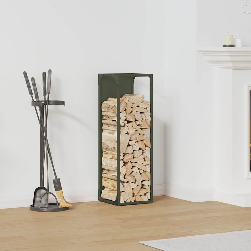 Brændestativ 25×25×80 cm i koldvalset stål - olivengrøn