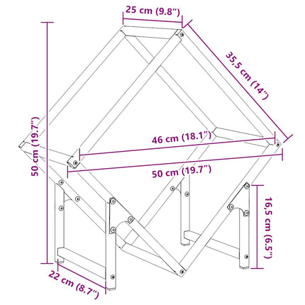 brændestativ 50x25x50 cm koldvalset stål hvid
