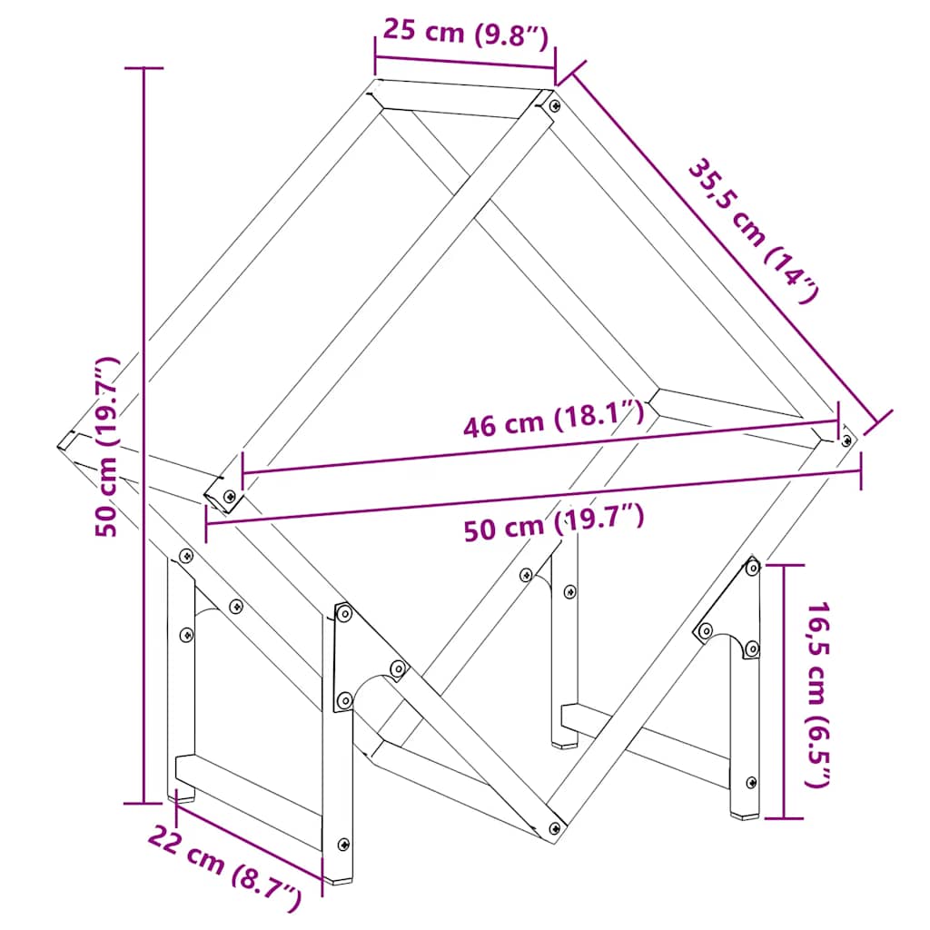 brændestativ 50x25x50 cm koldvalset stål antracitgrå