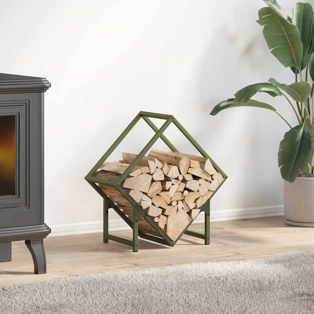 Brændestativ 50 × 25 × 50 cm i koldvalset stål - olivengrøn