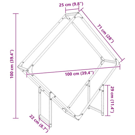 brændestativ 100x25x100 cm koldvalset stål sort