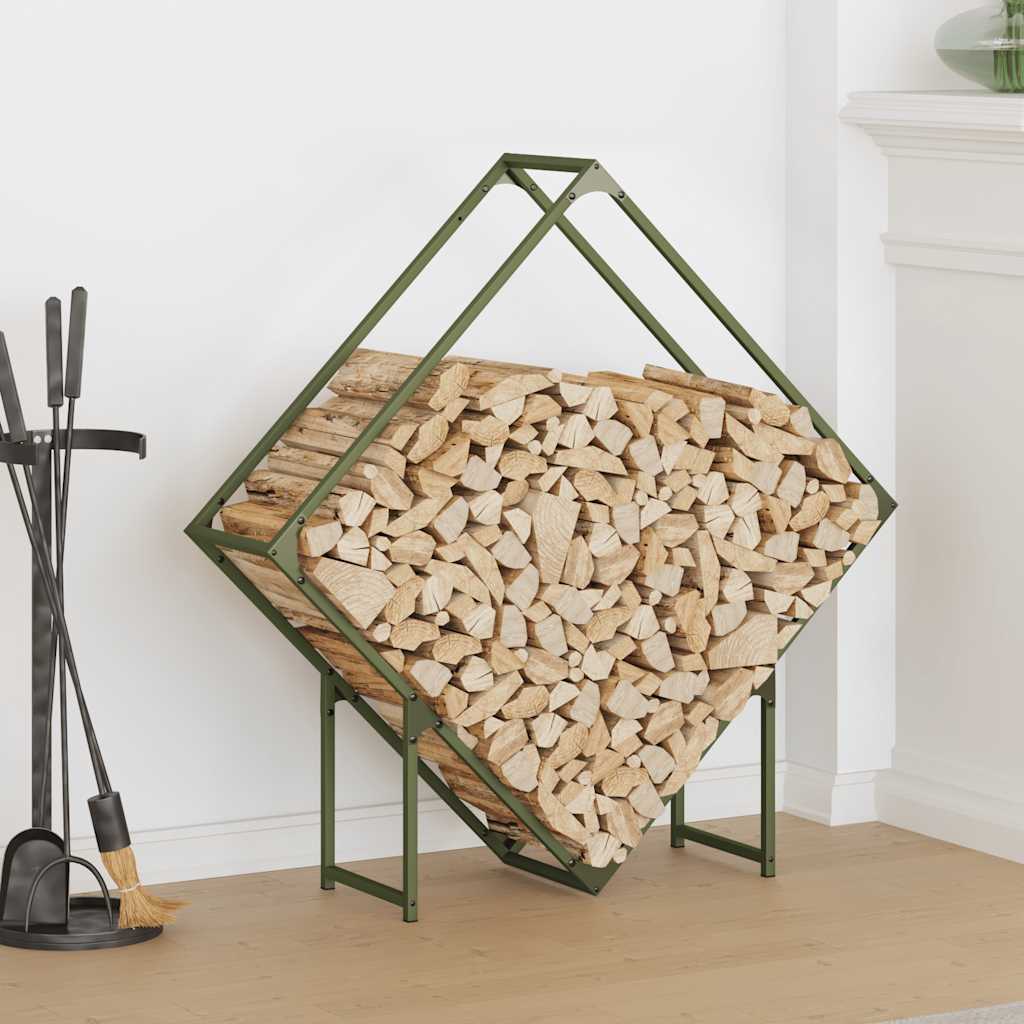 Brændestativ i koldvalset stål - 100 × 25 × 100 cm, olivengrøn