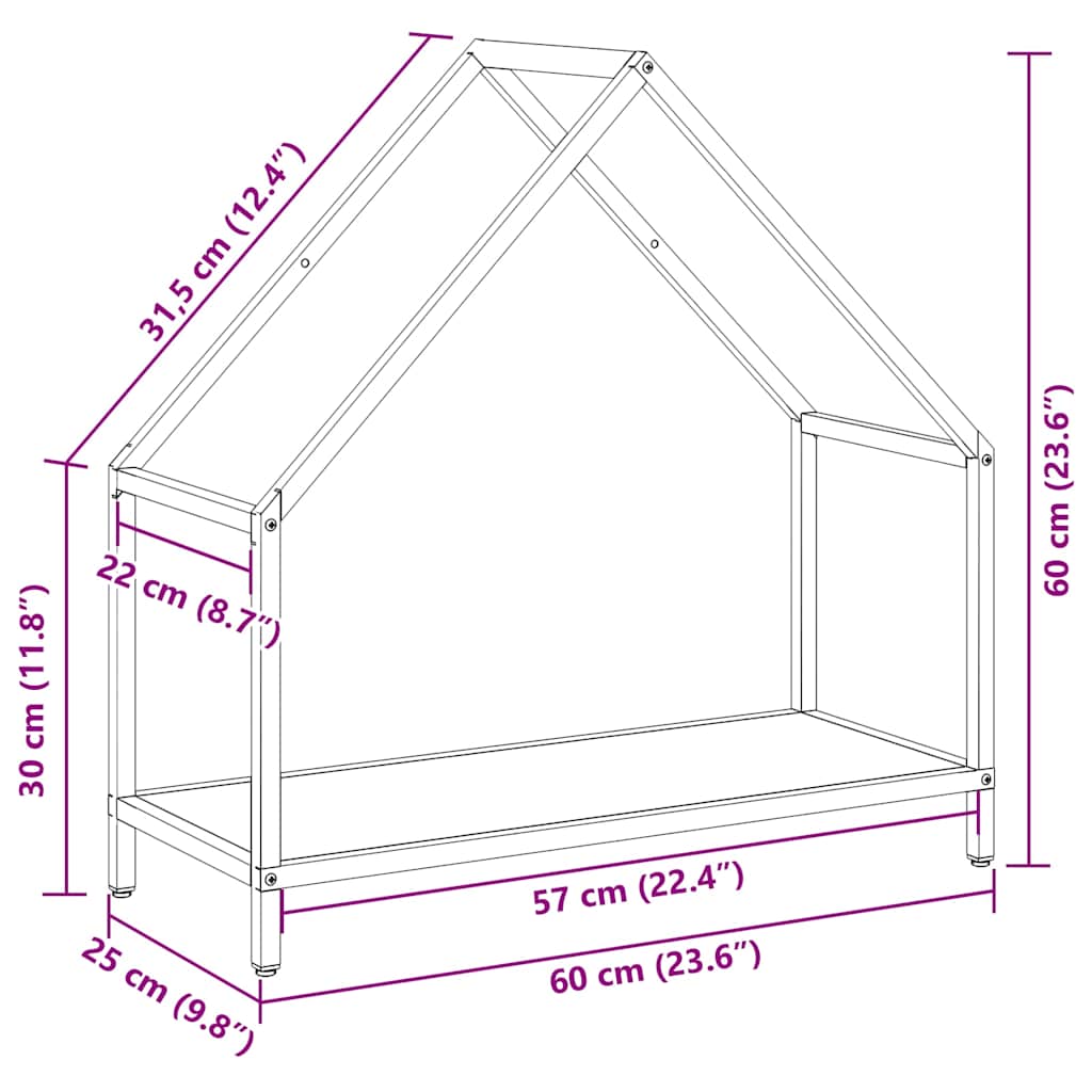 brændestativ 60x25x60 cm koldvalset stål hvid