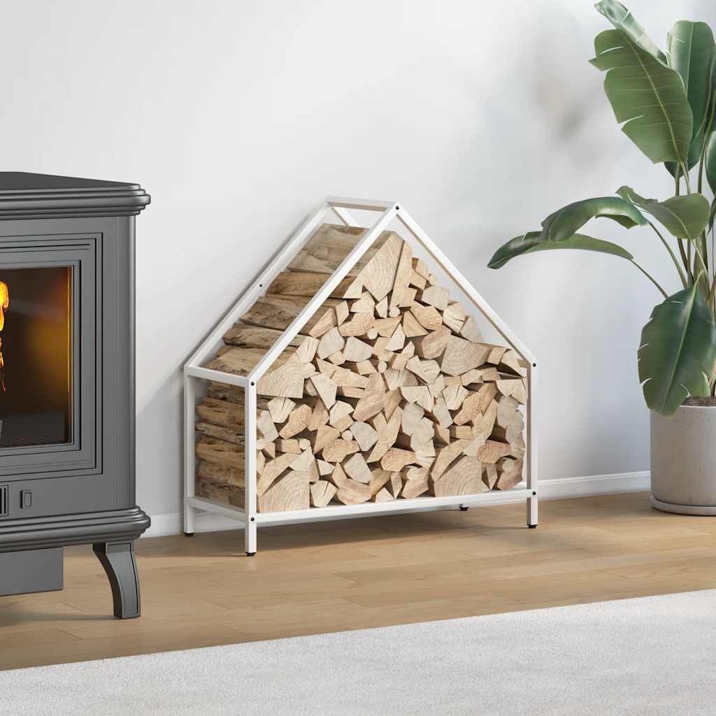 Brændestativ 60×25×60 cm i koldvalset stål - hvid