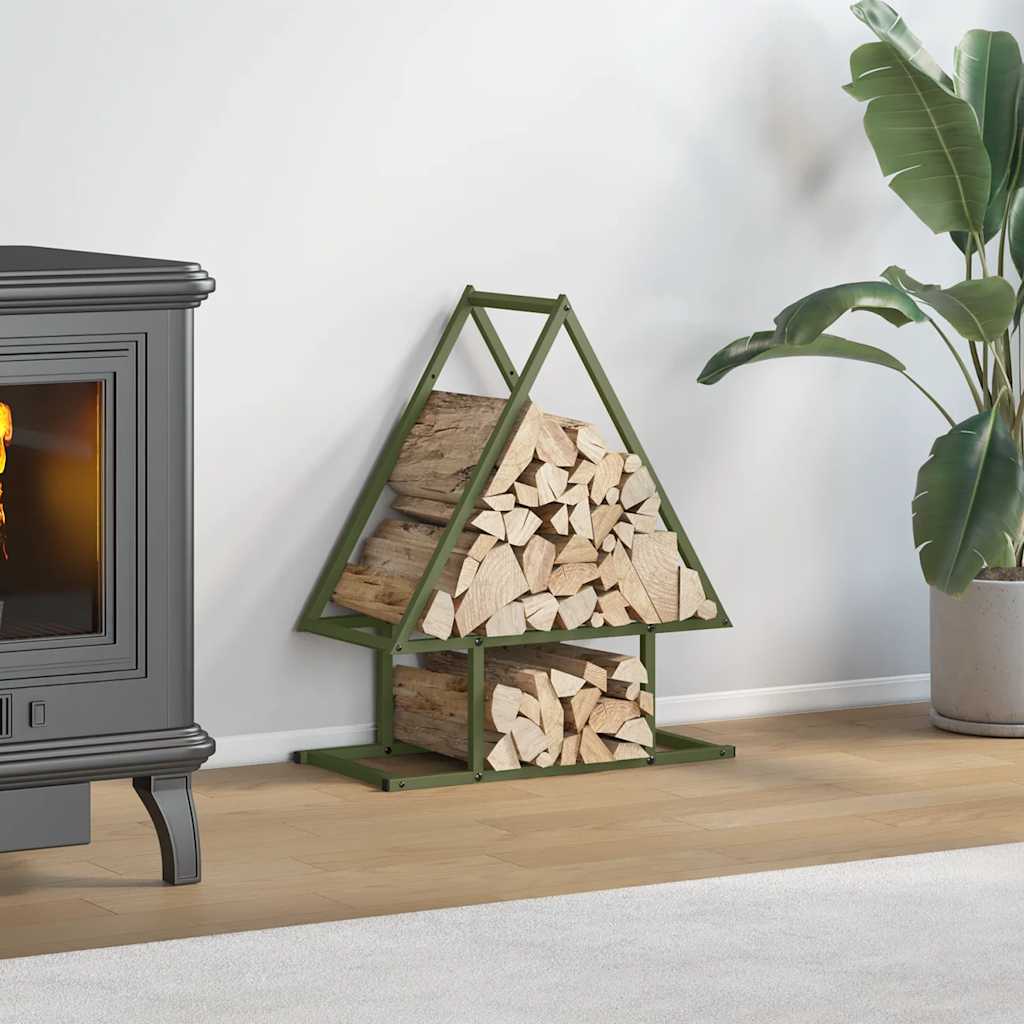 Brændestativ Koldvalset Stål - Olivengrøn / 50 x 25 x 60 cm