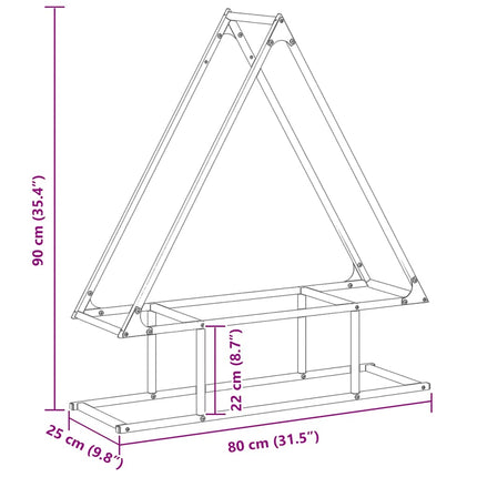 brændestativ 80x25x90 cm koldvalset stål sort